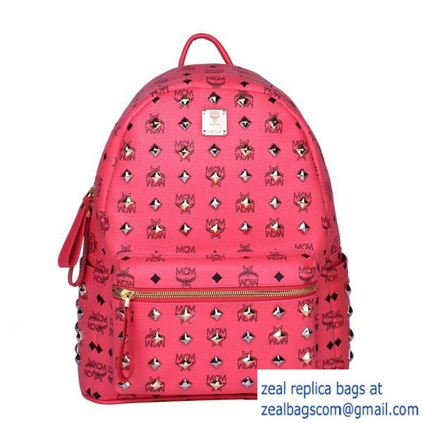 High Quality Replica MCM Stark Studded Medium Backpack MC2089 Light Red